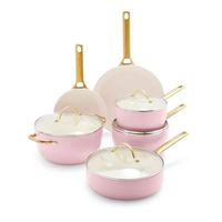 World-class performance meets eye-catching contrast in GreenPan Reserve. But its more than good looks: the duoforged hard anodized construction makes this set extra tough. This set makes it simple to find your style at home. Color: Pink.