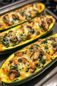 Spinach, Mushroom, and Ricotta Stuffed Zucchini Boats Recipe