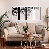 Tree of Life 4 Pieces, Metal Tree Wall Art, Tree Sign, Metal Wall Decor, Interior Decoration, Housewarming Gift, 4 Panels Wall Hangings (59" W x 30" H / 150x75 cm)