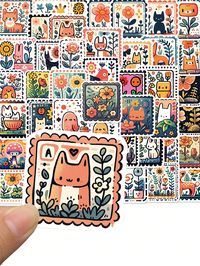 50pcs Cute Cartoon Animal Sticker Postage Stamps For Scrapbooking, Diy Decoration For Mug, Luggage, Phone, Computer Etc. Animal Stamp Stickers    Paper     Arts,Crafts & Sewing, size features are:Bust: ,Length: ,Sleeve Length: