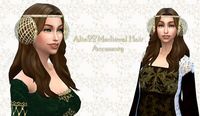 Mythical Dreams Sims 4: Medieval Long Hair with Buns & Metallic Hairnets Accessory