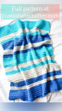 Free baby blanket pattern. With a basic stitch and one row repeat this blanket is beginner-friendly and can be done in a weekend. Perfect baby shower gift for baby boy or baby girl.