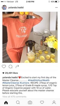 Master cleanse - Yolanda hadid