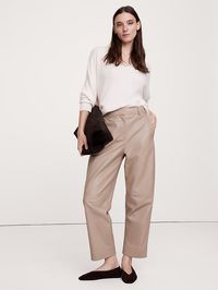 High-Rise Barrel Leather Ankle Pant | Banana Republic