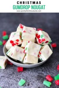 This Christmas Gumdrop Nougat Candy is an easy no-bake treat that's perfect for the holiday season.  Great as a homemade gift!