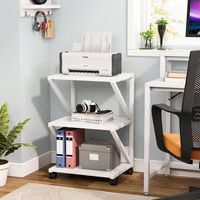 Simple white lines fuse with rustic flair to give this printer stand a refreshed appearance that creates charming style to your home. It's not only a printer stand, but also a storage cart, side table, or kitchen cart. Put the printer, fax, scanner, and other office machines on the top, files, books, magazines, printer cartridges, and clips can be placed on the lower shelves. It is the perfect space organizer.