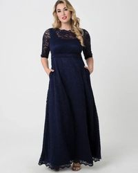 Here is the breathtaking Leona Lace maxi party gown and dress in a mesmerizing navy blue shade. Its full length and intricate lace design, makes this dress is an exquisite option for weddings, anniversary celebrations, and galas. Click to buy with link below. You'll love how fast we ship. #PlusSize #formalgown (Affiliate link. I make a small commission at no cost to you.)