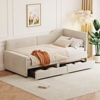 The surface of this bed is covered with corduroy cloth, which feels soft and comfortable. There are 3 colors available, beige, pink and blue, which is suitable for most home decoration styles. You can spend a pleasant free time on the bed. This daybed is made of high-quality MDF and plywood, which is sturdy and durable. You can put it in the bedroom or living room and use it for a long time. The daybed features a sleek and modern L-shaped semi-enclosed design, combining style with functionality