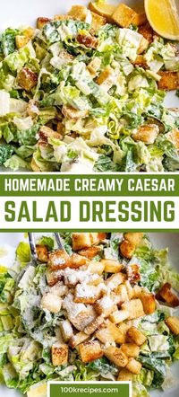 Caesar salad is one of the most popular salads ever. No wonder most restaurants add it to their menu. The original recipe uses beaten egg yolks and is made in a wooden bowl. This is the easy version! I love easy salads like this one and Cucumber, Tomato, and Onion Salad.