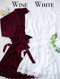 These dark wine bridesmaid robes are absolutely gorgeous! They are brand new in our lineup of colors, and unique to our shop on Etsy because we had this color custom made by our supplier. We now carry WINE, and RED WINE. Red wine is more of a red burgundy, and wine is a deeper merlot purple color. We added a photo of the colors side-by-size so that customers can easily see the difference. Please note that we do *NOT* carry children's sizes or eye masks in wine. Only the 2 adult sizes. Mix and ma