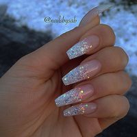 Holo glitter tip long coffin nails by @nailsbysab Holographic Glitter #nail #nailart