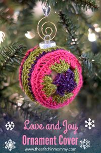 Love and Joy Ornament Cover - Free Crochet Pattern