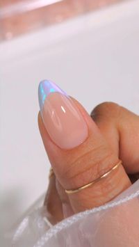 Mermaid Nail Inspo, Blue French Tips, How-to French Tips, Light Blue, Glitter French Tip, Nail Tutorial, Gel Nails