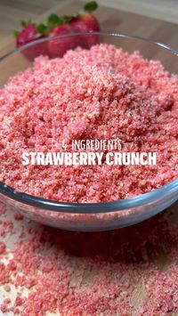 This strawberry crunch crumble is the perfect topping for any dessert!! cakes, cookies, brownies, ice cream!  Ingredients   • 1 Box Strawberry Jello Mix   • 1 Box Vanilla Jello Mix  • 1 stick Butter (1/4 c each)  • 1/4 c Flour, each  Save this pin and follow for more! 📌