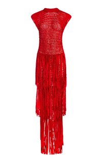 Fringed Crochet Bias Tape Silk Maxi Dress By Alejandra Alonso Rojas | Moda Operandi