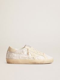 Women's Super-Star LTD in white sequins with leather star and embroidery | Golden Goose