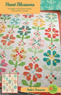 Experience the beauty of a love garden blooming with the Heart Blossoms Quilt Pattern by Anka's Treasures. Crafted with exquisite detail, this pattern allows you to bring the gorgeous greenery to life using pretty precuts in Gingham Cottage by Heather Peterson for Riley Blake Designs or your own fabric choices. With five size variations available, including Wall, Throw, Square, Double/Queen, and King, you can create a stunning quilt for any space. Whether you're a seasoned quilter or an intermed