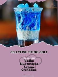 🐙 Feel the zing with Jellyfish Sting Jolt! A shockingly delicious shot! ⚡🥃 #JellyfishSting #ShockinglyGood Jellyfish Sting Jolt Ingredients: Vodka (1 oz) Blue curaçao (0.5 oz) Cream (0.25 oz) Grenadine (a drop) Ice Instructions: Layer vodka and blue curaçao in a shot glass. Top with cream and a drop of grenadine. ⚡ Enjoy the layered burst of flavors! Perfect for a jolt of fun! 🌊🎉 #LayeredShots #PartyTime