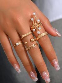 6pcs/Set Fashion Rhinestone & Faux Pearl Decor Ring For Women For Daily DecorationI discovered amazing products on SHEIN.com, come check them out!