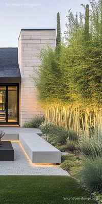 The thoughtfully arranged pathway uses varied stone textures to complement the natural beauty of the backyard.