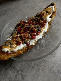 Croisant with greek yogurt,rasberry,chocolate and peanutbutter