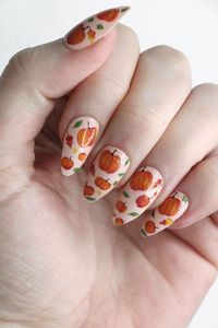 Super cute pumpkin nail decals, Pumpkin nail tattoos / Pumpkin nail decals, Fall nail designs, Nail Art & Design