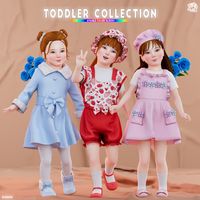 Toddler female cloth, dresses, jumpsuit, hat, By Bluerose 3D Fashion TS4CC