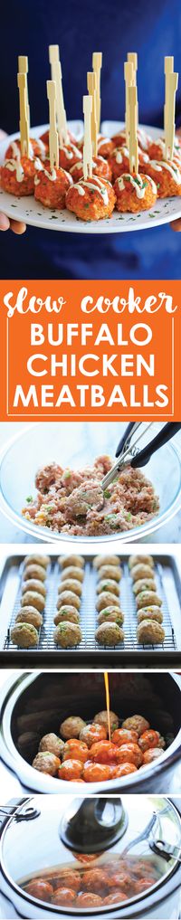 Slow Cooker Buffalo Chicken Meatballs - Damn Delicious