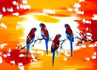 Original Art Acrylic Painting, measuring: 69.85W x 49.53H x 15.24D cm, by: Cathy Jacobs (Australia). Styles: Folk, Modern, Abstract, Pop Art, Illustration. Subject: Abstract. Keywords: Parrots, Bright, Happy, Australia, Tropical, Australian, Rosellas, Art From, Cathy, Birds, 4 Birds, Parrot. This Acrylic Painting is one of a kind and once sold will no longer be available to purchase. Buy art at Saatchi Art.