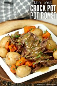 The Best Crock Pot Roast Recipe that you can make without seasoning packets. Try this easy and delicious Crock Pot roast with veggies that taste amazing! #crockpotrecipes #slowcookerrecipes #roastrecipes  #crockpotroast #beefrecipes #dinnerrecipes