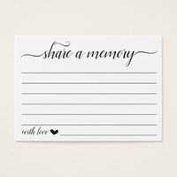 An elegantly simple design for people to "share a memory" of your loved one. Matching sign is also available in my store.