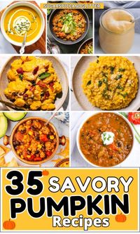 35 Savory Pumpkin Recipes to enjoy this fall - from creamy pumpkin salad dressing to crockpot pumpkin turkey chili, and everything in between! Soups, risottos, pasta dishes - this collection of pumpkin meal ideas has it all.