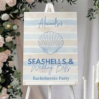 Welcome your crew aboard with our Last Sail Before the Veil Bachelorette Party Foam Board! This stunning sign is the perfect way to greet your guests and set the tone for a memorable nautical celebration.  Product Highlights:  Design: Features elegant nautical elements like anchors, ship wheels, and waves, paired with playful text such as "Welcome Aboard!" or "All Hands on Deck for [Bride’s Name]!" Customization: Personalize with the bride’s name, party date, or custom message to create a unique centerpiece. Versatile Use: Perfect for display at entryways, photo booths, or as part of your party decor. Theme: Complements any maritime, cruise, or beach-inspired bachelorette celebration. Make your bride’s send-off unforgettable with this chic and versatile foam board that brings nautical char