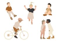 6 Pack Flat Vector People Illustration AI Children | Etsy