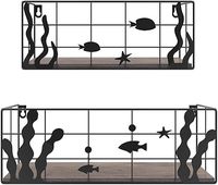 Amazon.com: CRUGLA Aesthetic Room Decor Ocean Wall Art Floating Shelves Set of 2, Fish Hanging Storage Floating Wall Shelf for Bathroom, Living Room, Bedroom, Kitchen Home Decor : Home & Kitchen