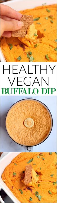 This addictive Healthy Vegan Buffalo Cauliflower Dip is super creamy, decadent, and secretly healthy! You'd never guess it was vegan, gluten-free, and packed with protein. Make it for the big game or as an appetizer for your next dinner party.