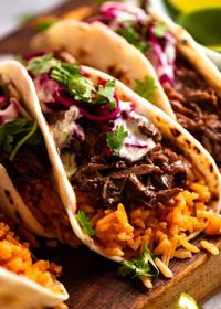 Close up of Beef Barbacoa Taco