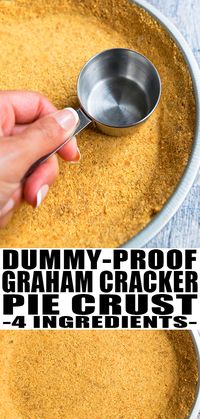 GRAHAM CRACKER PIE CRUST RECIPE- Homemade, classic, quick, easy, made with 4 simple ingredients. This best no bake pie crust is great for cheesecake, pies, tarts, brownies. You can also make a chocolate crust! From CakeWhiz.com #pie #piecrust #dessert #recipes #dessertrecipes #grahamcrackers #fall #thanksgiving #nobake