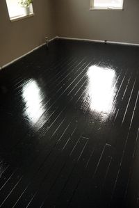 How to paint old wood floors black, think I want to try this in our living room to give it an old look.. tired of carpet and don't want to refinish the floors,lol.