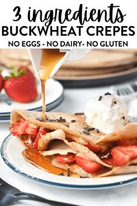 These Super Easy Vegan Buckwheat Crepes are thin breakfast pancakes with a delicious nutty earthy flavor from buckwheat flavor. They are naturally gluten-free, dairy-free and perfect as an healthy nourishing breakfast or lunch wrap filled with savory food.