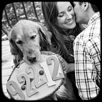 Sweet save the date idea with the couple and their lovable pooch