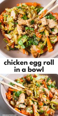 Healthy Egg Roll In A Bowl With Chicken