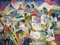 size: 12x9in Giclee Print: Cubist Cityscape, 1910S by Aristarkh Vasilyevich Lentulov : Artists