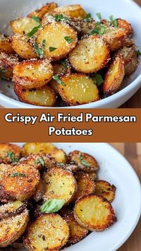 These crispy air fried Parmesan potatoes are the perfect side dish for any meal! Made with simple ingredients like Parmesan cheese, paprika, and avocado oil, this recipe delivers golden, crispy potatoes with a soft, tender interior. Cooking them in an air fryer ensures they are healthier than traditional fried potatoes while still achieving the perfect crunch. Quick and easy to prepare, these crispy potatoes are perfect for meal prep, a family dinner, or as a snack. Serve them with your favorite dipping sauce, or enjoy them as a flavorful accompaniment to any main course. Whether you’re looking for a gluten-free or low-calorie option, these air-fried Parmesan potatoes are sure to be a hit!