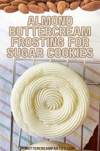 This almond buttercream frosting recipe is perfectly balanced and forms a slight crust that works well for cookie decorating. Pair the almond frosting with vanilla sugar cookies or with almond sugar cookies to enhance the flavor.