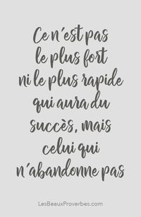 «Ce n'est pas le plus fort ni le plus rapide qui aura du succès, mais celui qui n'abandonne pas» #citation #citationdujour #proverbe #quote #frenchquote #pensées #phrases #french #français #lesbeauxproverbes