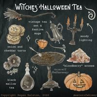 Witches' Halloween Tea Autumn Wall Art - Etsy