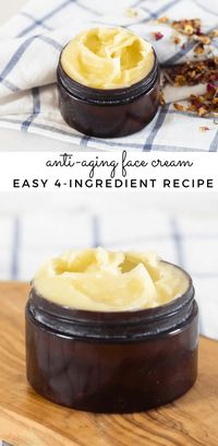 This DIY anti-aging face cream may help reduce signs of aging, wrinkles, fine lines, and age spots. With only 4-ingredients, this homemade face cream is super simple to whip up and very cost-effective. #antiagingfacecream #diyfacecream #antiaging #essentialoils