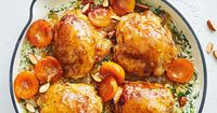 One-pot apricot chicken rice bake