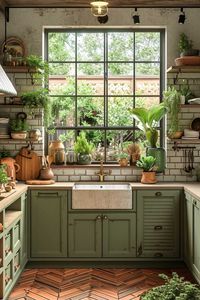 Thinking green for your next kitchen revamp? Olive green kitchen cabinets are having a major moment! 🫒✨ This earthy hue adds natural warmth and versatility to any culinary space. Olive complements an array of styles from modern to farmhouse. Pair sage or hunter green cabinets with light woods, brass accents, white counters, and pops of color for an inviting, timeless look.